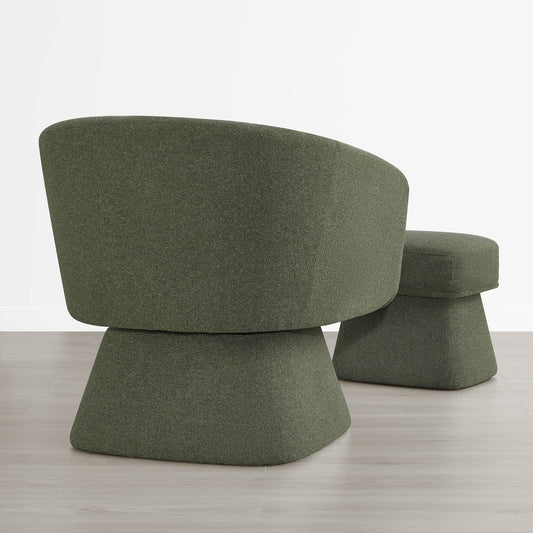 Pleated Swivel Accent Chair with Matching Ottoman