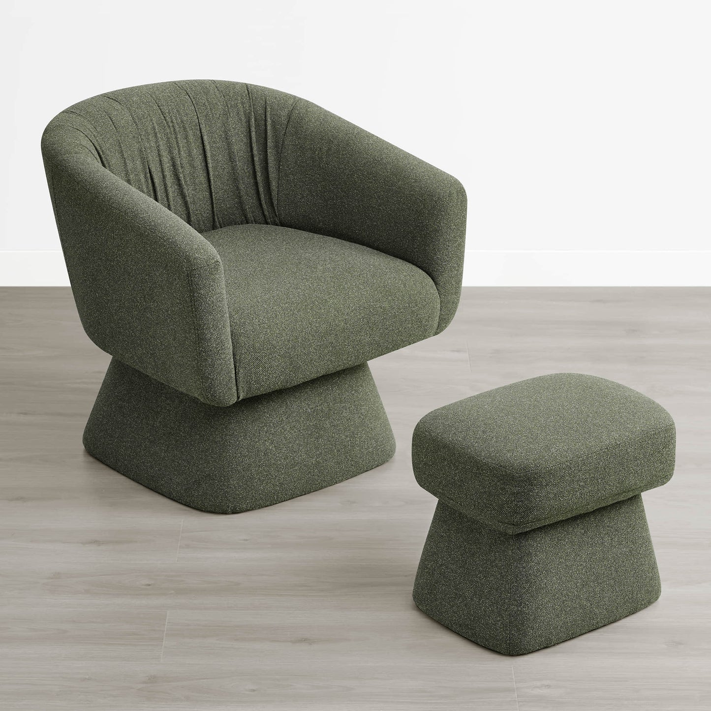 Pleated Swivel Accent Chair with Matching Ottoman
