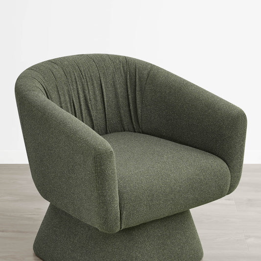 Pleated Swivel Accent Chair with Matching Ottoman