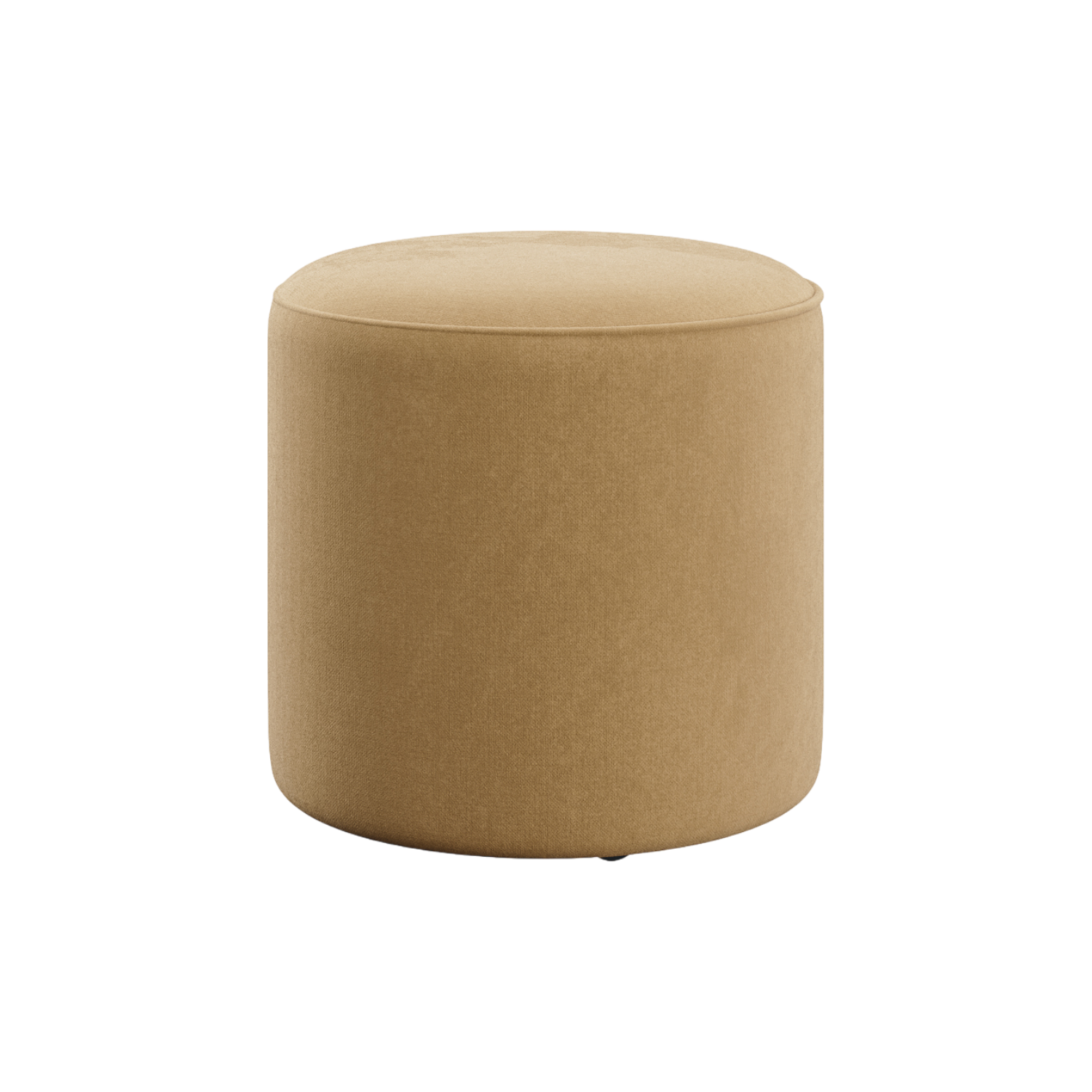 Ottoman in Camel Velvet with Elegant Tufted Design