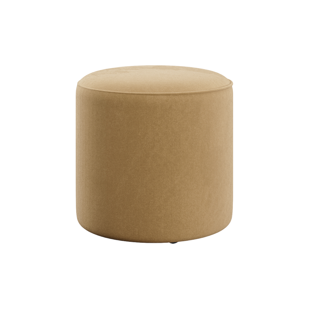 Ottoman in Camel Velvet with Elegant Tufted Design