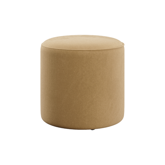 Ottoman in Camel Velvet with Elegant Tufted Design
