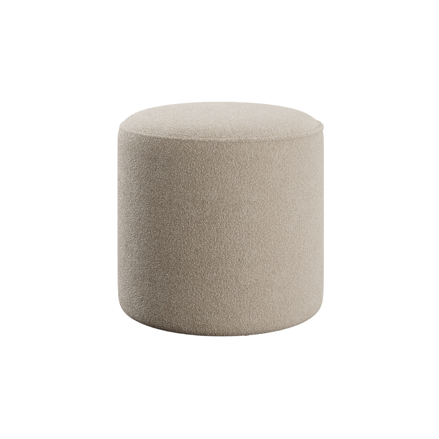 Ottoman in Greige Boucle with Textured Fabric