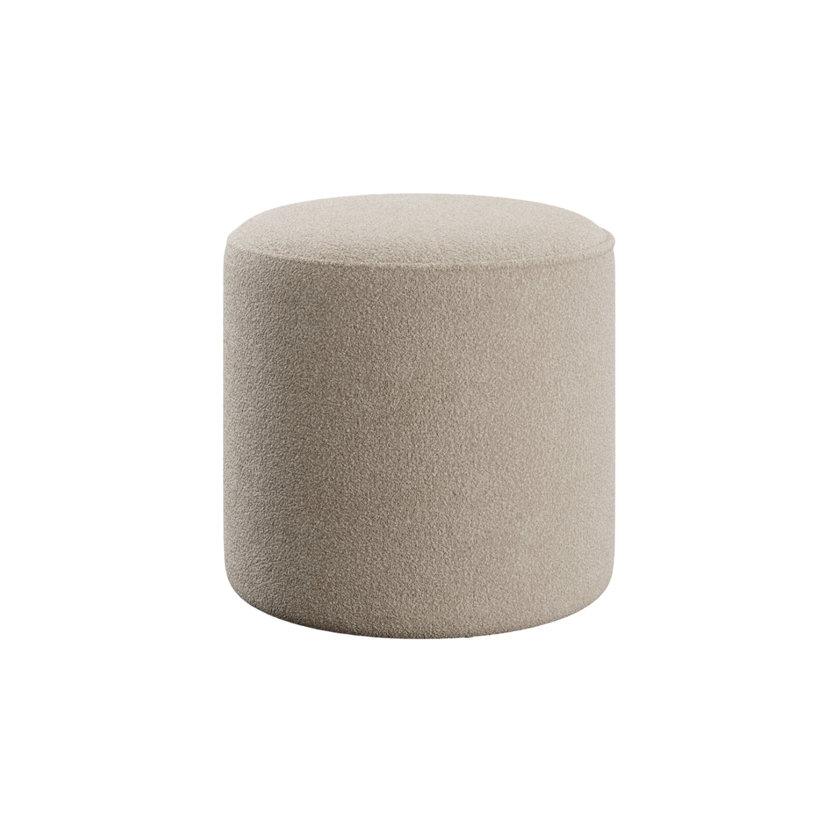 Ottoman in Greige Boucle with Textured Fabric
