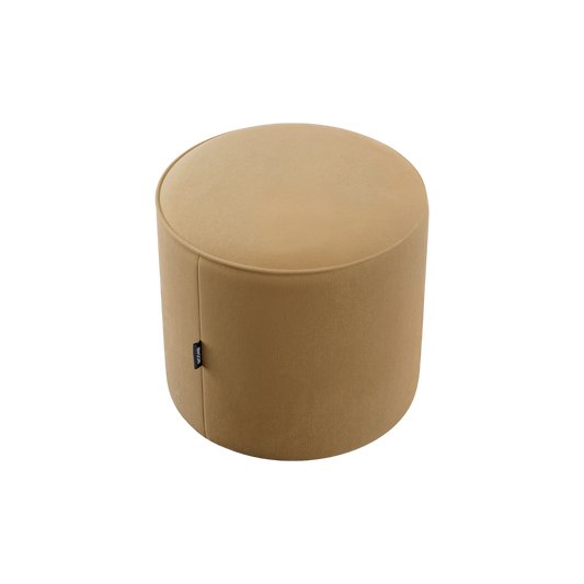 Ottoman in Camel Velvet with Elegant Tufted Design