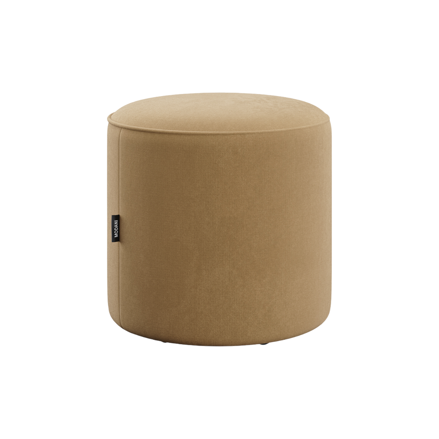 Ottoman in Camel Velvet with Elegant Tufted Design