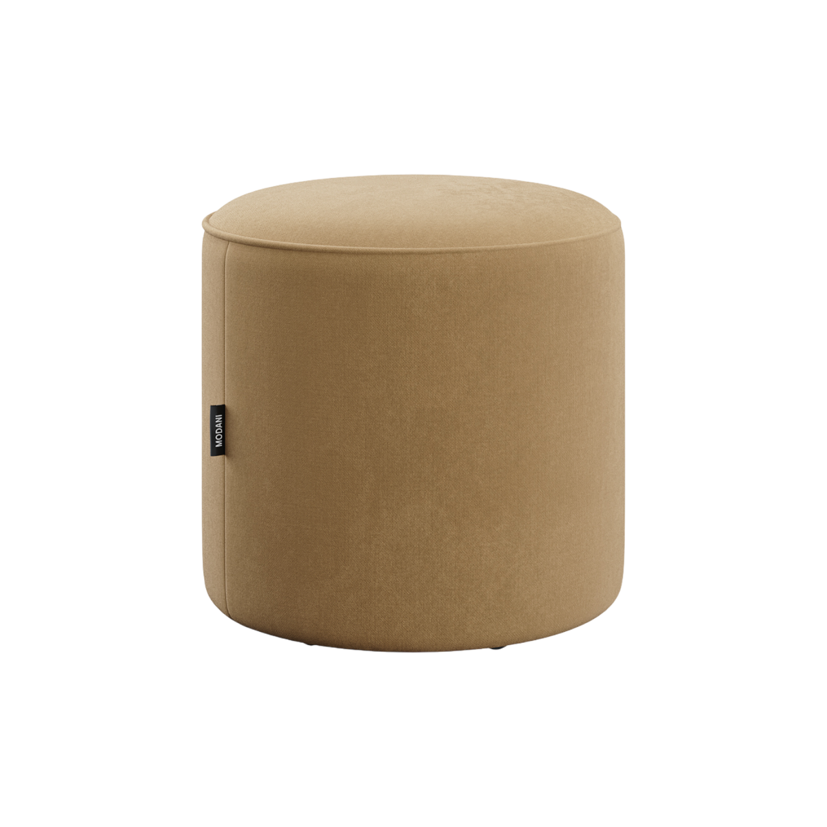 Ottoman in Camel Velvet with Elegant Tufted Design