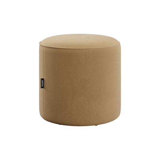 Ottoman in Camel Velvet with Elegant Tufted Design