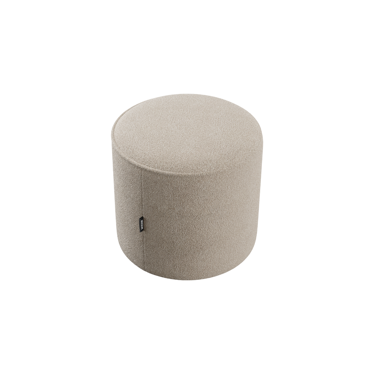 Ottoman in Greige Boucle with Textured Fabric