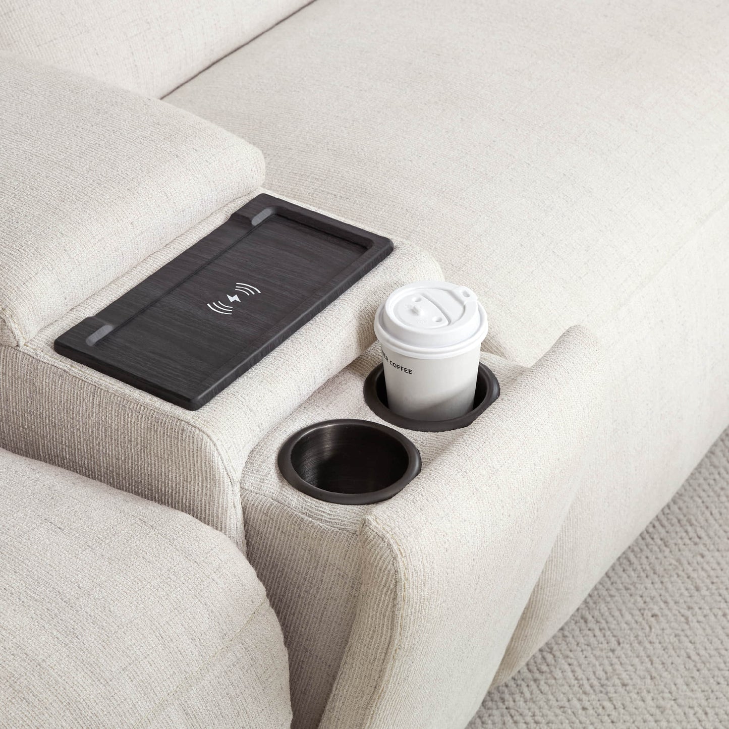 Power Console with Sleek Design and Storage Compartments