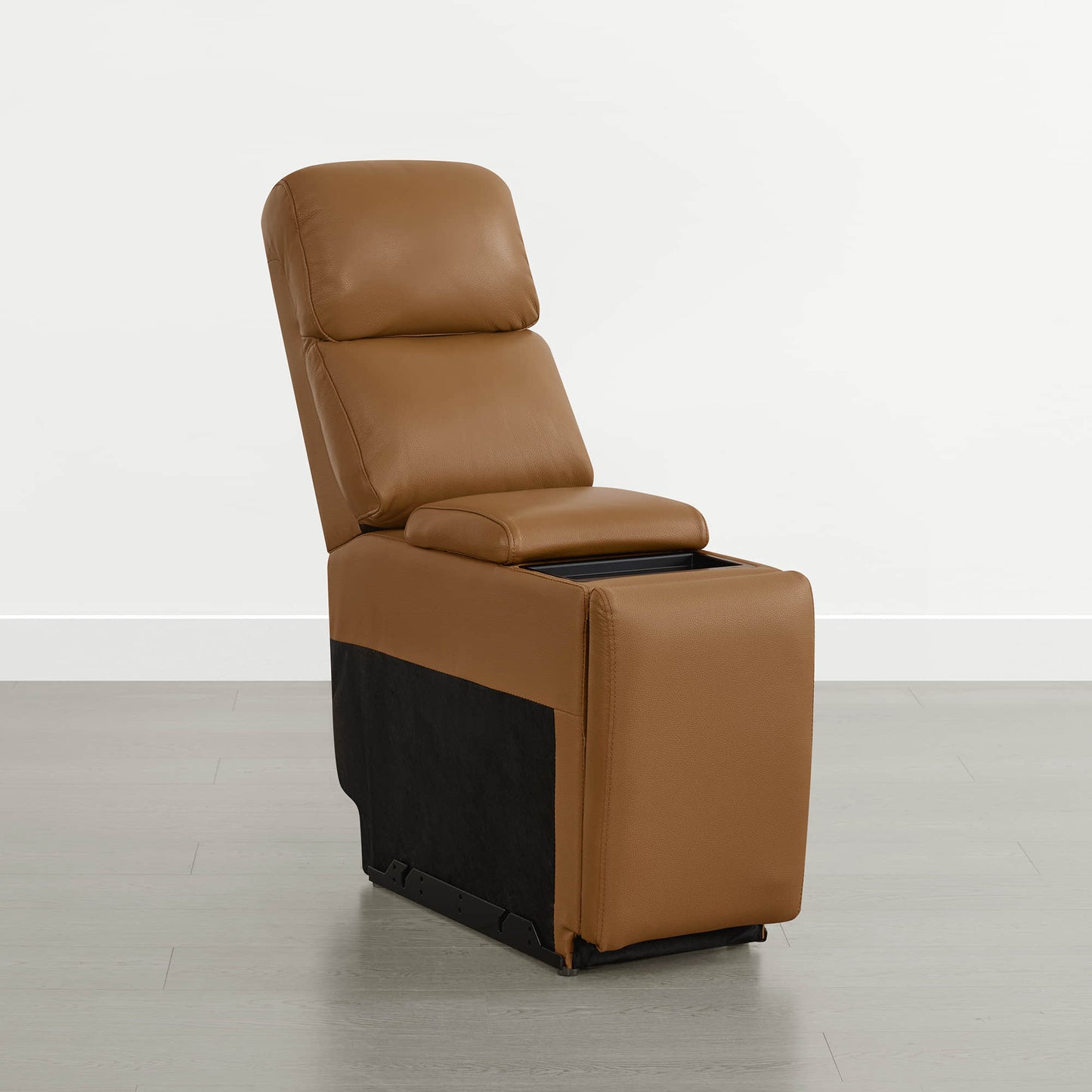 Power Reclining Sofa in Genuine Leather with Drop-Down Table