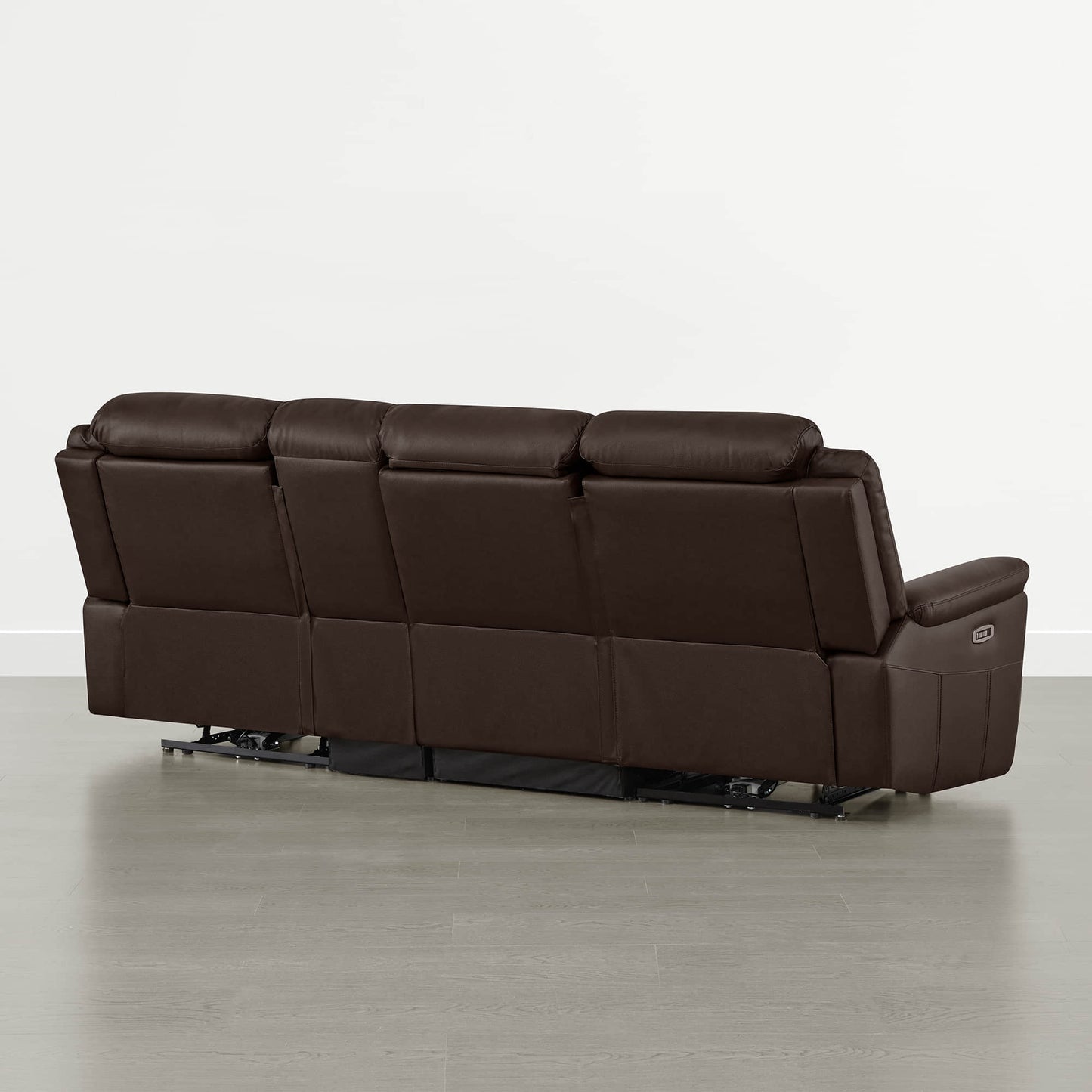 Power Reclining Sofa in Genuine Leather with Drop-Down Table