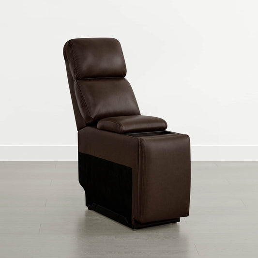 Power Reclining Sofa in Genuine Leather with Drop-Down Table