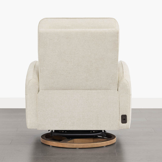 Power Swivel Glider Recliner in Soft Gray Fabric