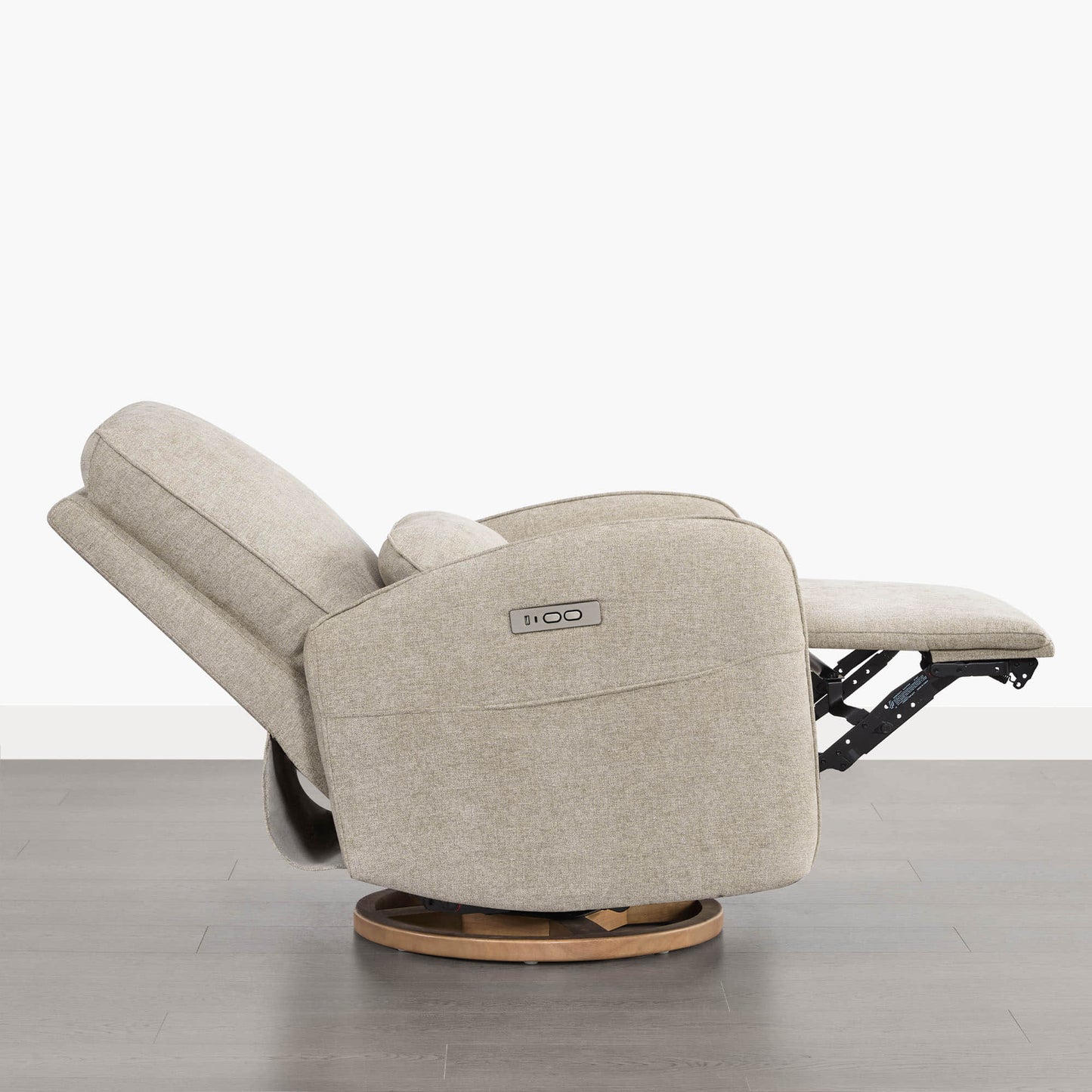 Power Swivel Glider Recliner in Soft Gray Fabric