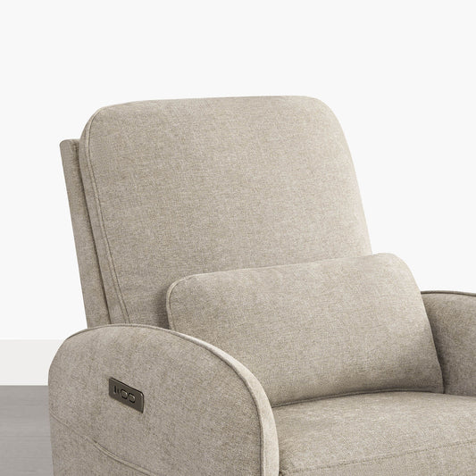 Power Swivel Glider Recliner in Soft Gray Fabric