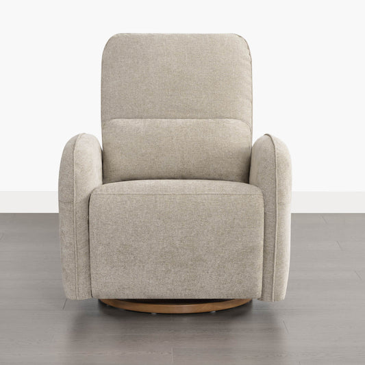 Power Swivel Glider Recliner in Soft Gray Fabric