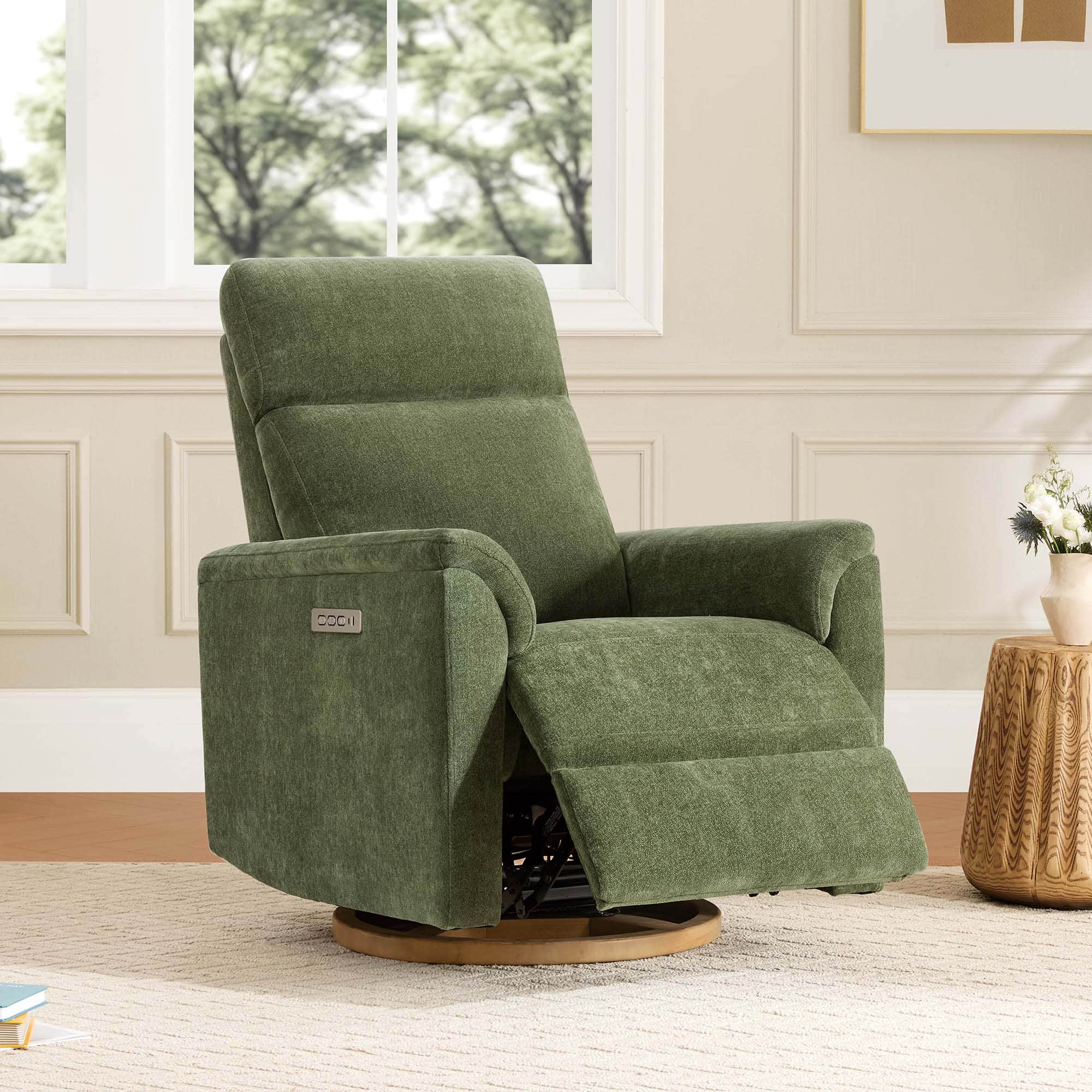 Power Swivel Nursery Glider Recliner with Nightlight Feature