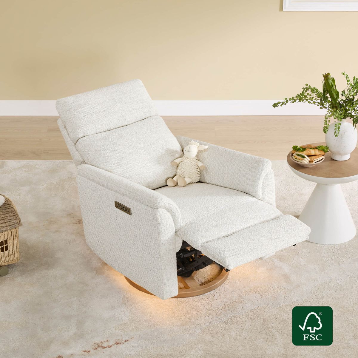 Power Swivel Nursery Glider Recliner with Nightlight Feature