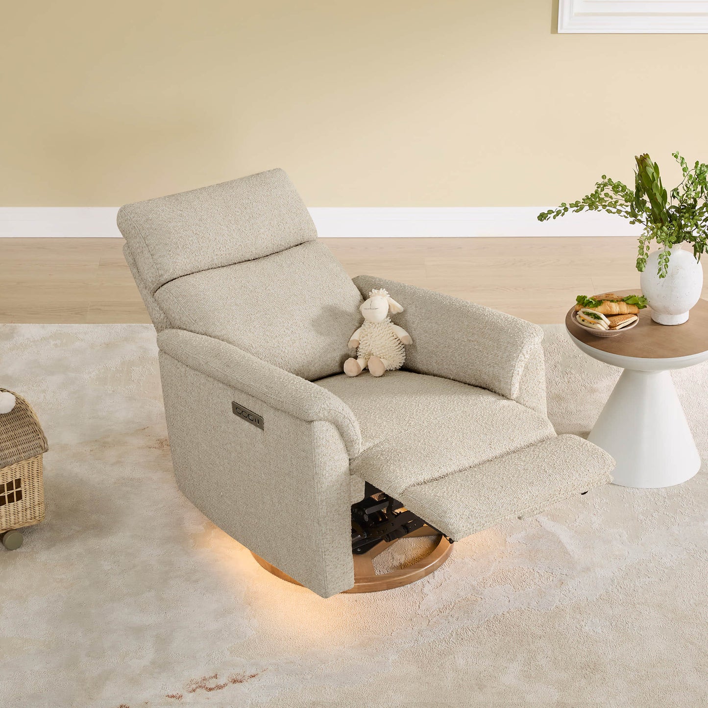 Power Swivel Nursery Glider Recliner with Nightlight Feature