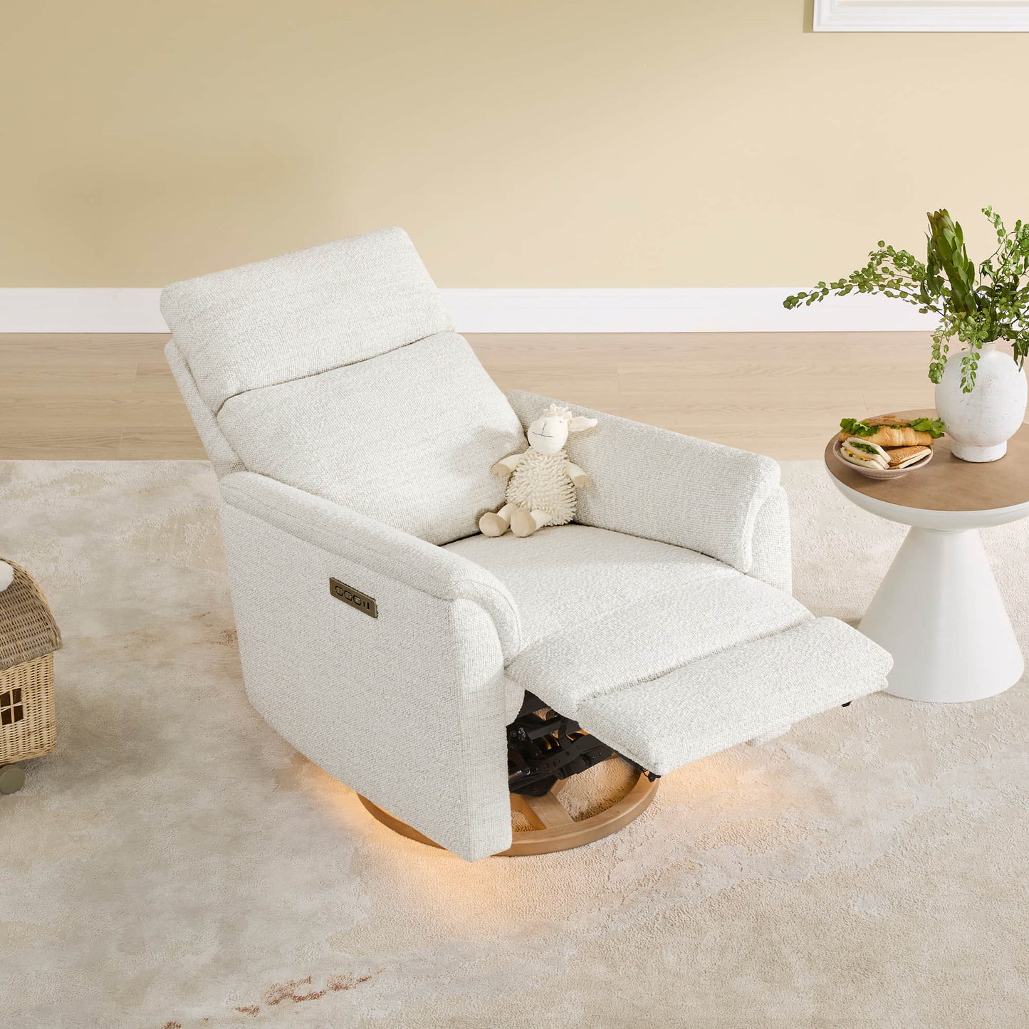 Power Swivel Nursery Glider Recliner with Nightlight Feature