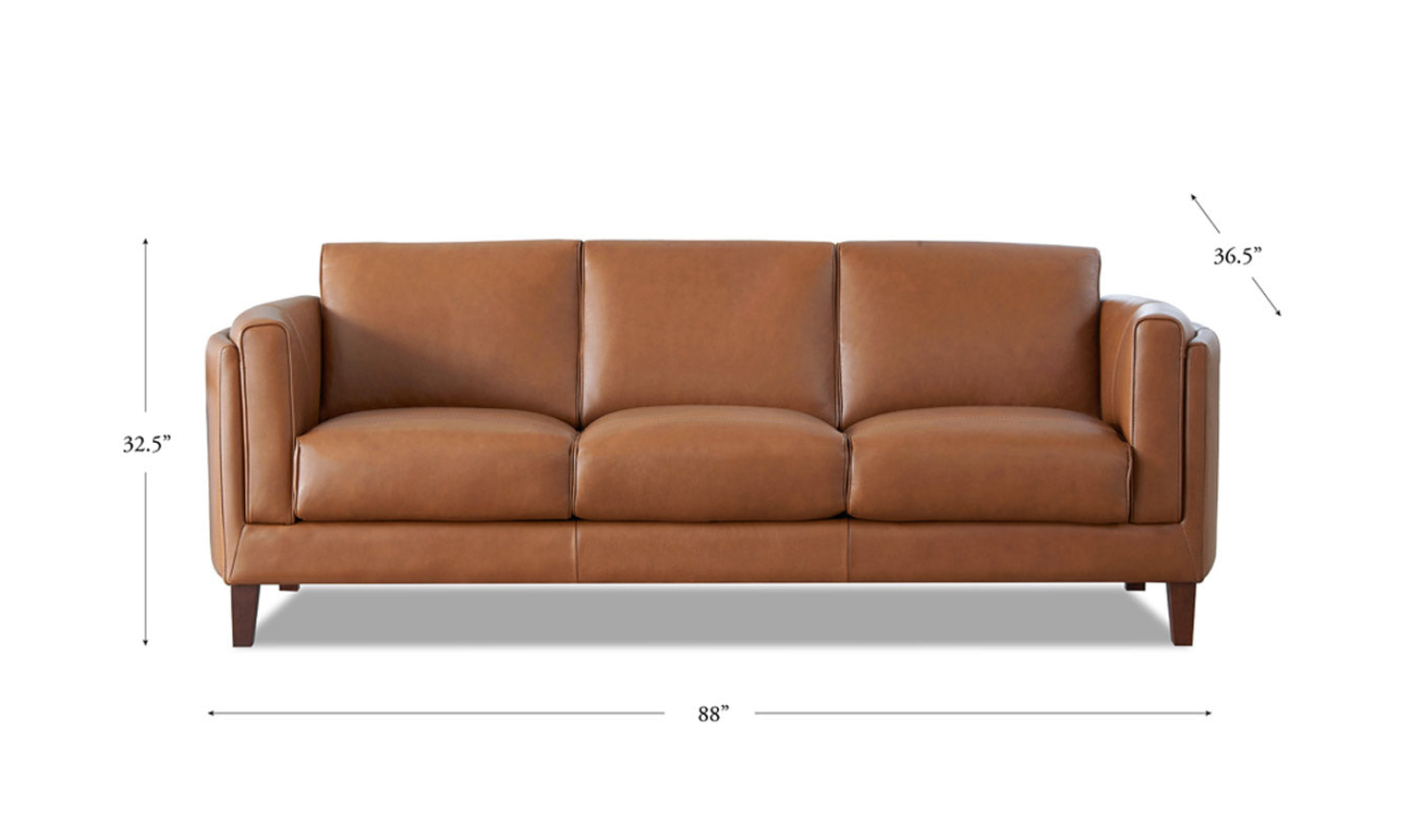 3-Seater Leather Sofa with Curved Armrest in Maui Design