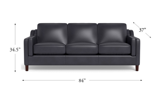 Leather 3-Seater Sofa with Curved Arms