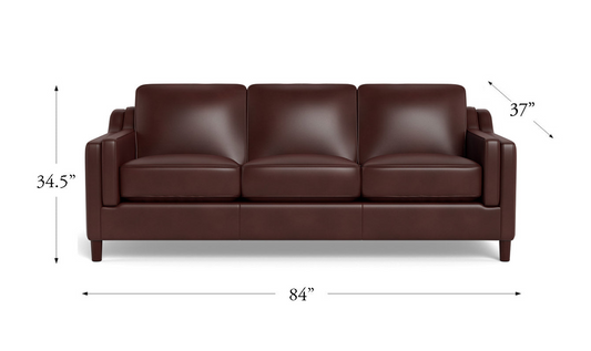 Leather 3-Seater Sofa with Curved Arms