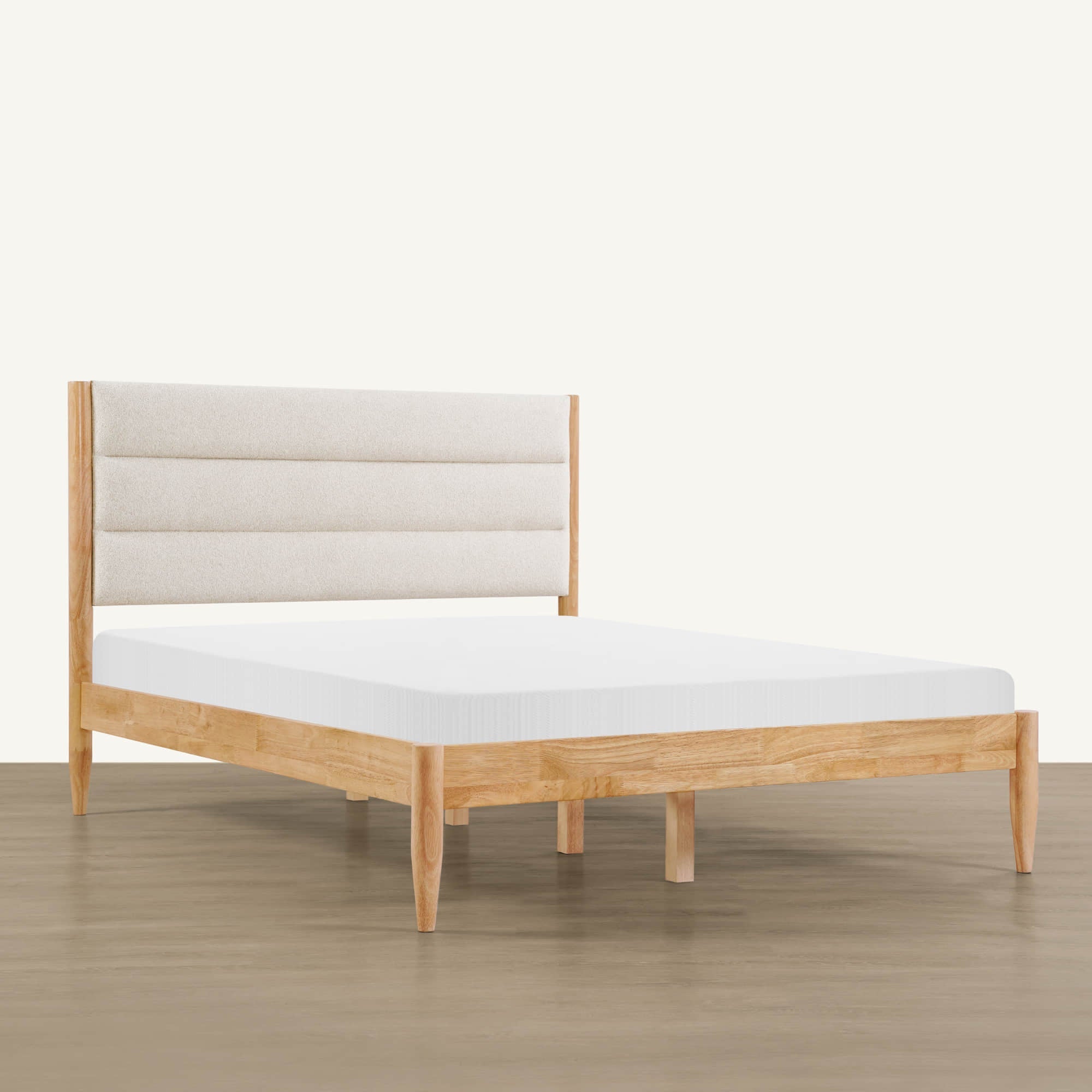 Queen Boucle Upholstered Bed with Solid Wood Frame