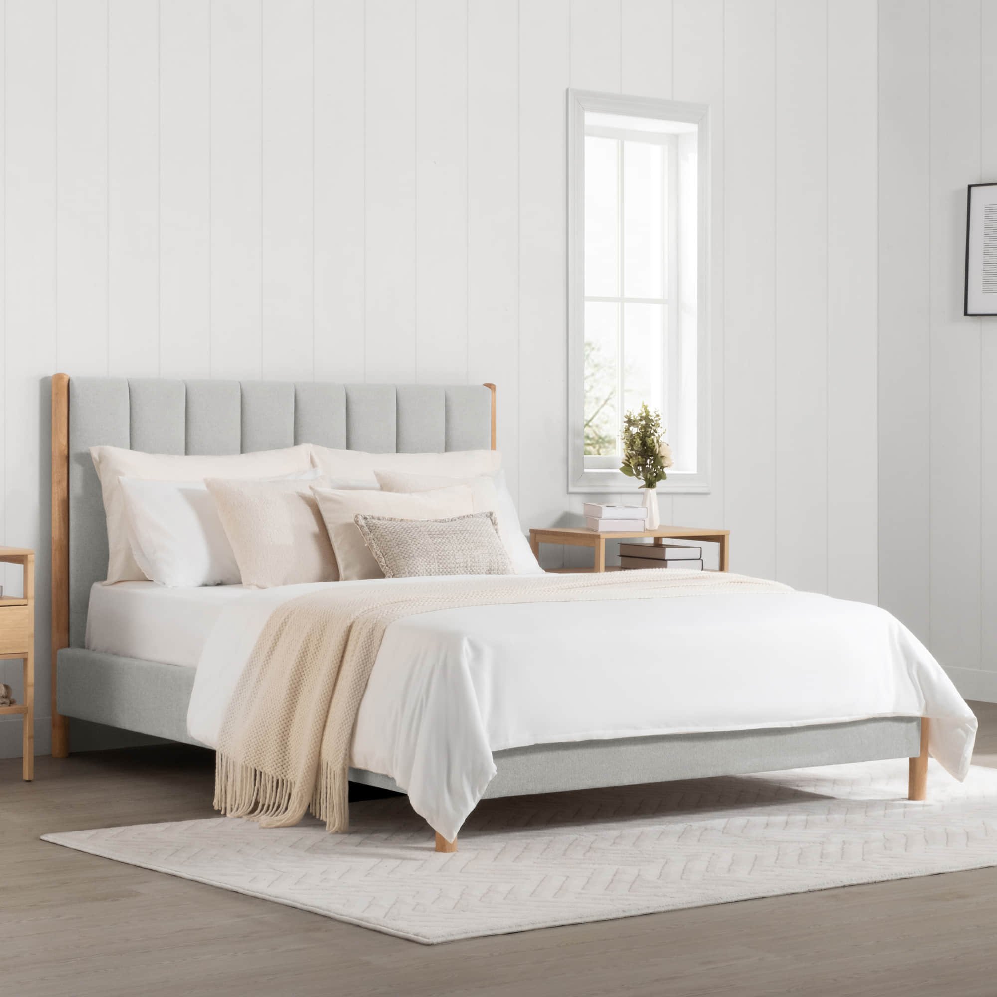 Queen Upholstered Platform Bed with Modern Design
