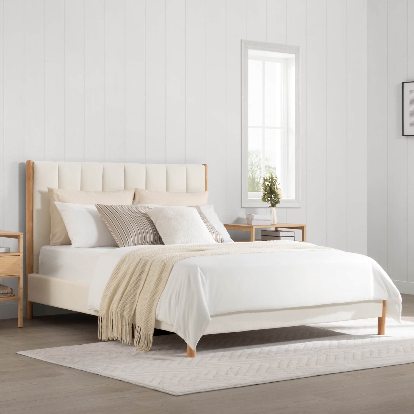 Queen Upholstered Platform Bed with Modern Design
