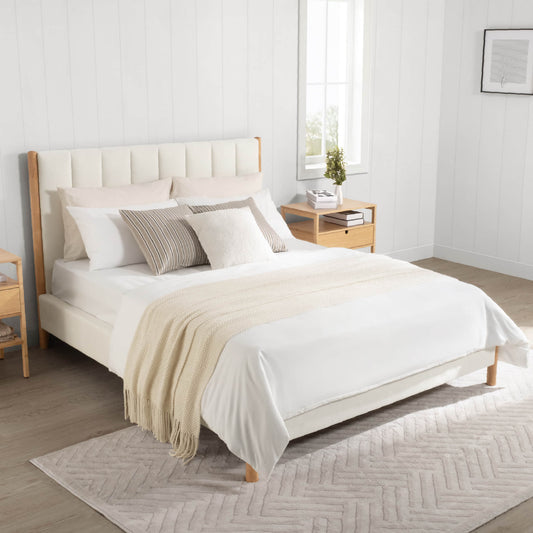Queen Upholstered Platform Bed with Modern Design