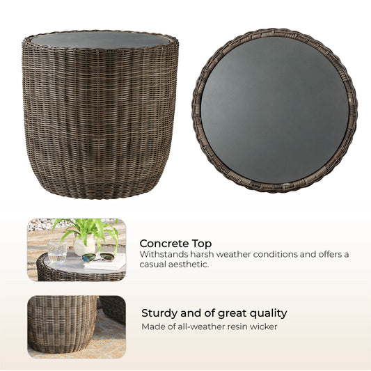 Rattan Outdoor Side Table with Curved Legs