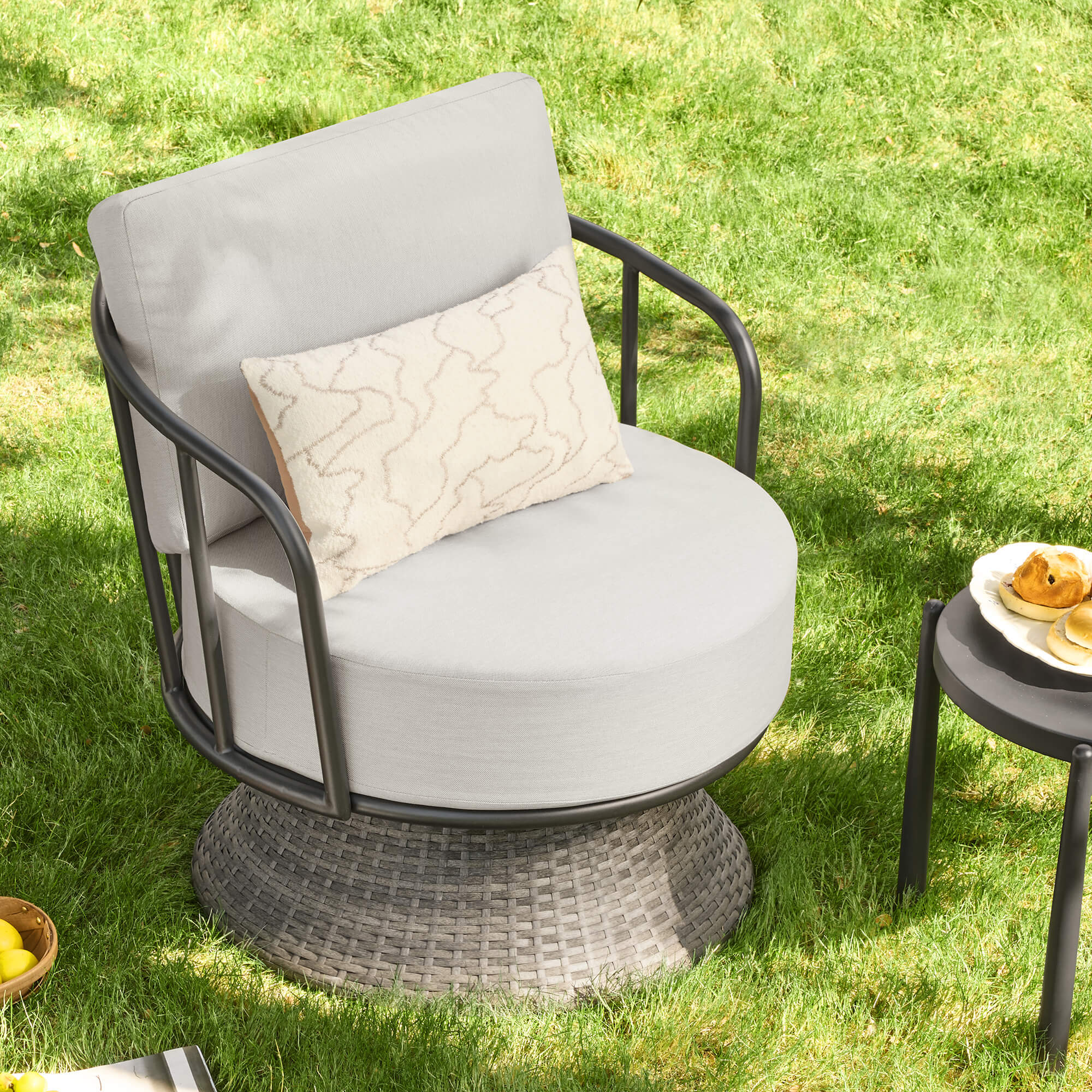 Rattan Woven Outdoor Swivel Chair Set of 2