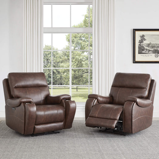 Recliner in Genuine Leather with Power Headrest
