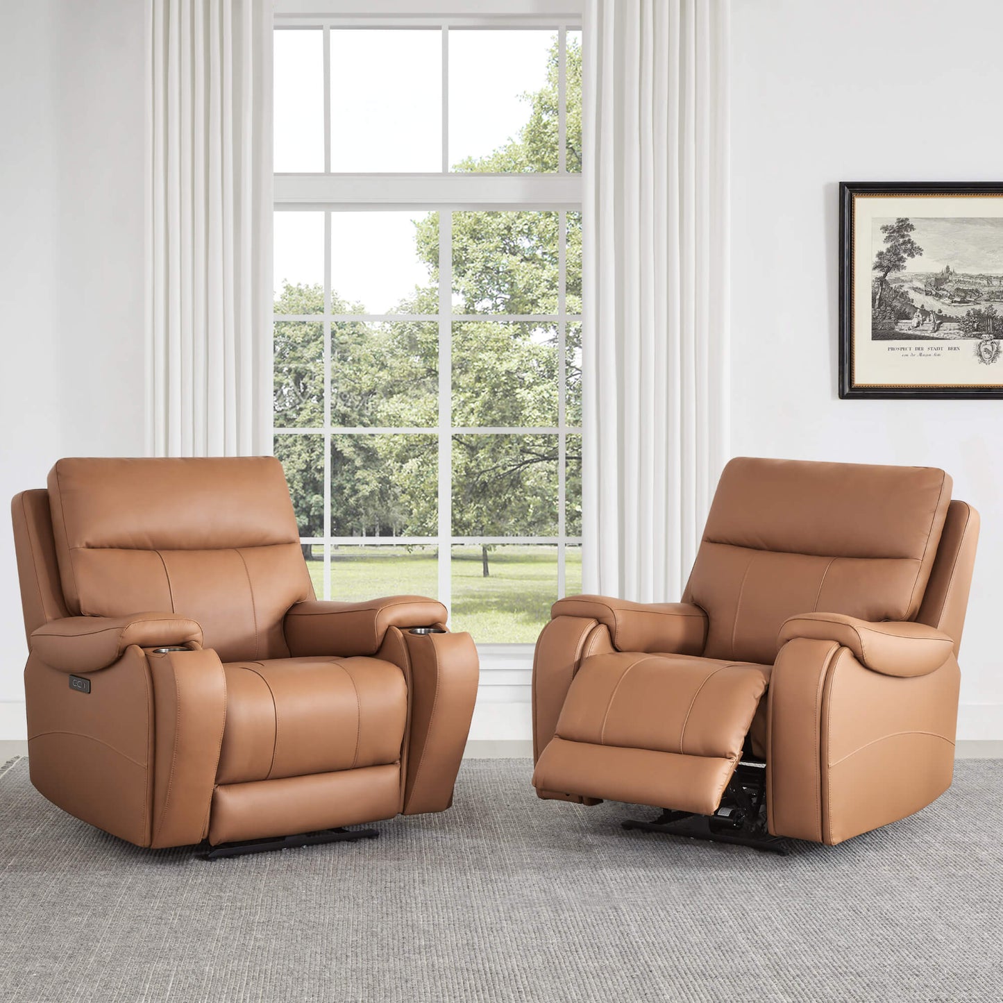 Recliner in Genuine Leather with Power Headrest