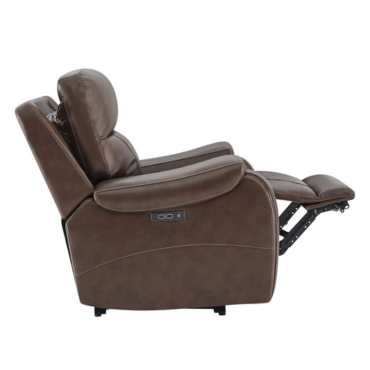 Recliner in Genuine Leather with Power Headrest