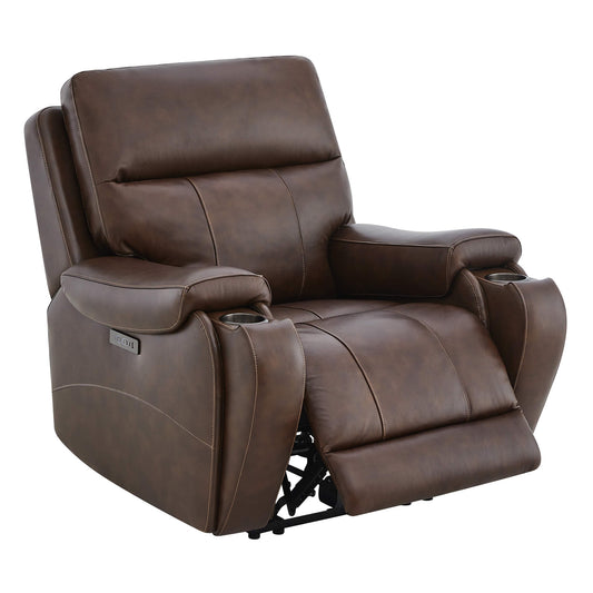 Recliner in Genuine Leather with Power Headrest
