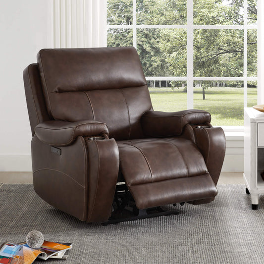Recliner in Genuine Leather with Power Headrest