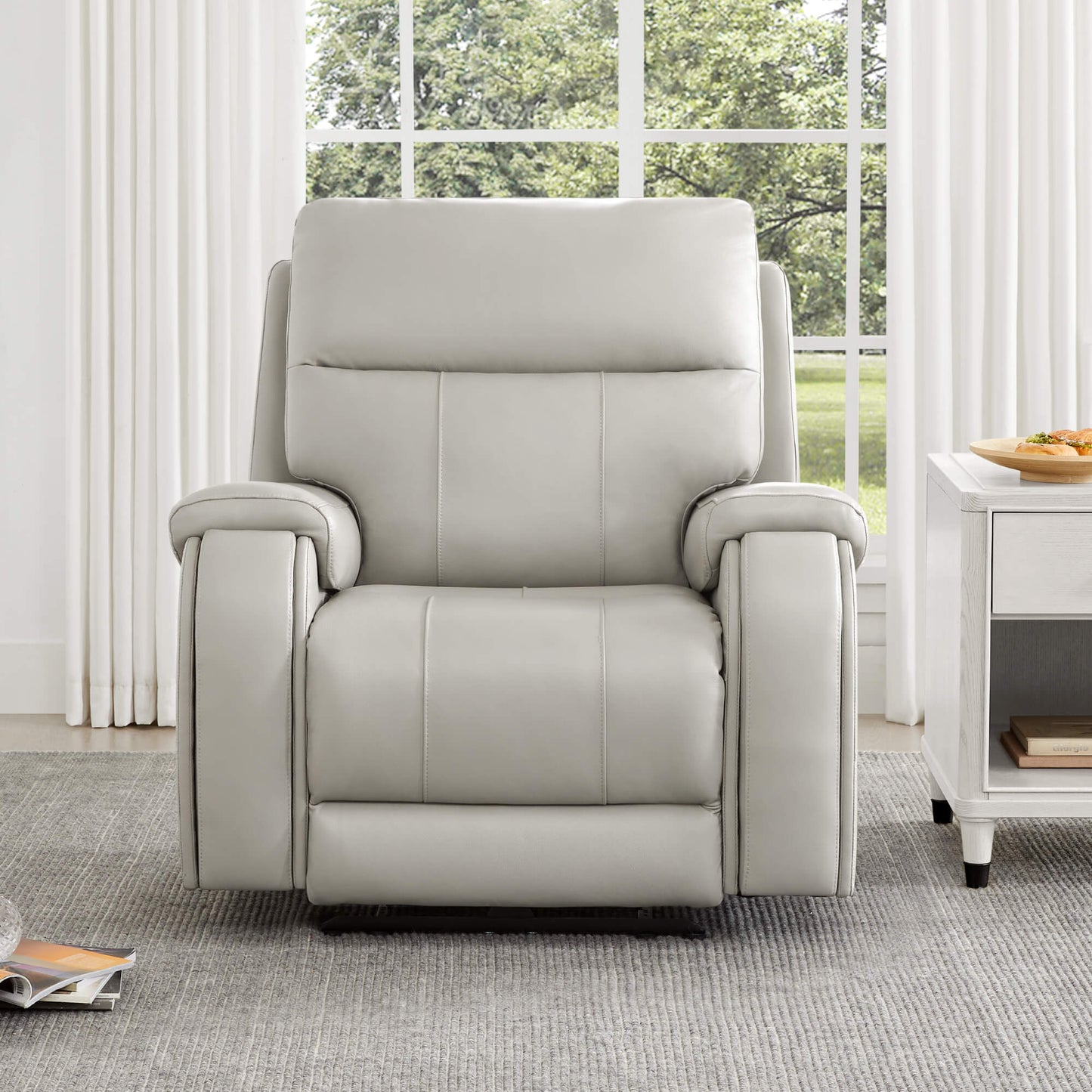 Recliner in Genuine Leather with Power Headrest