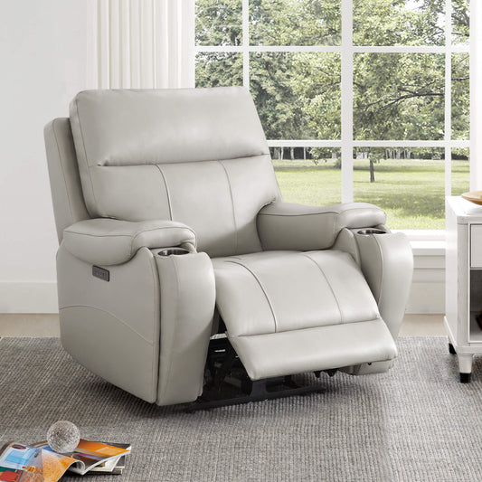 Recliner in Genuine Leather with Power Headrest