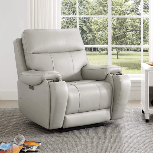 Recliner in Genuine Leather with Power Headrest