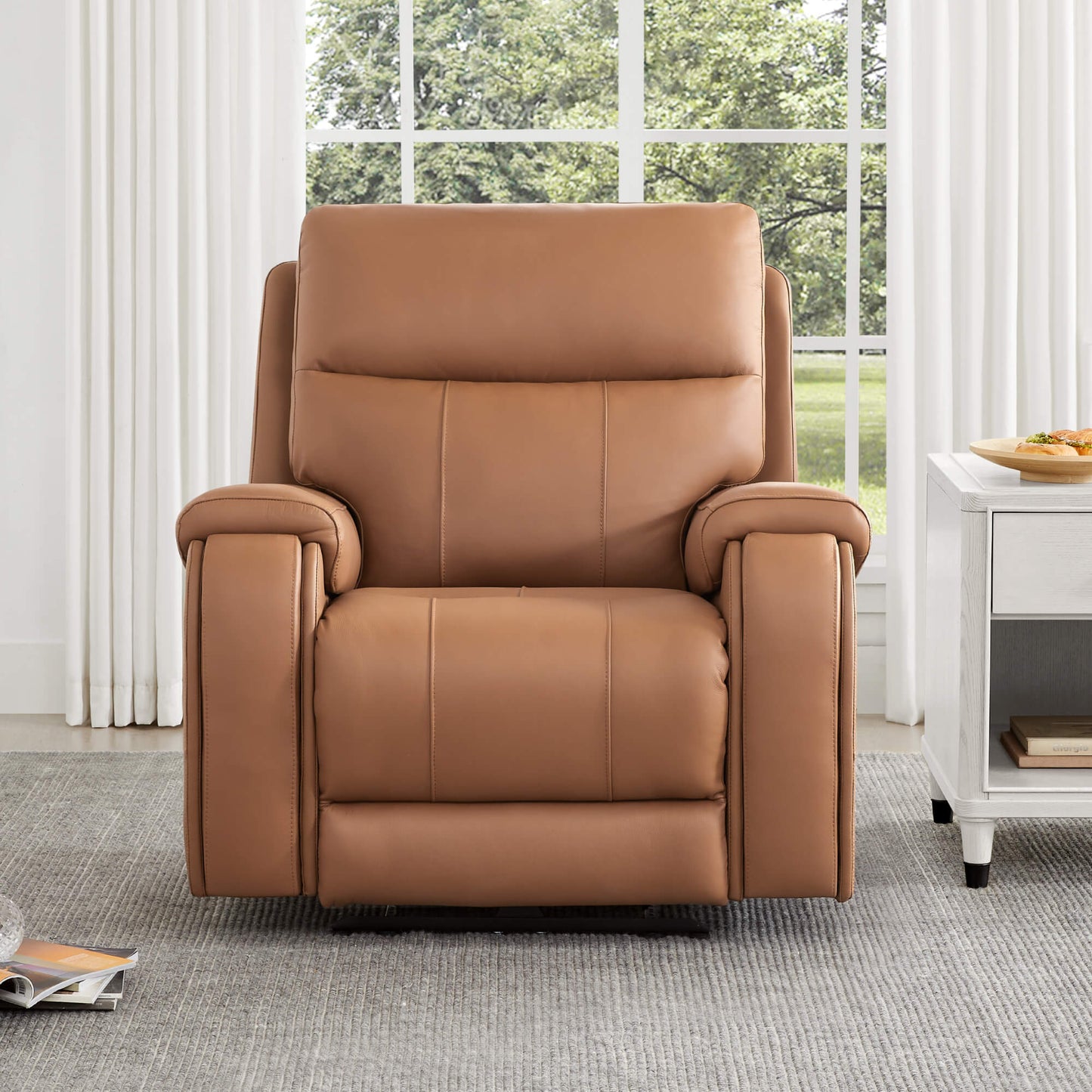 Recliner in Genuine Leather with Power Headrest