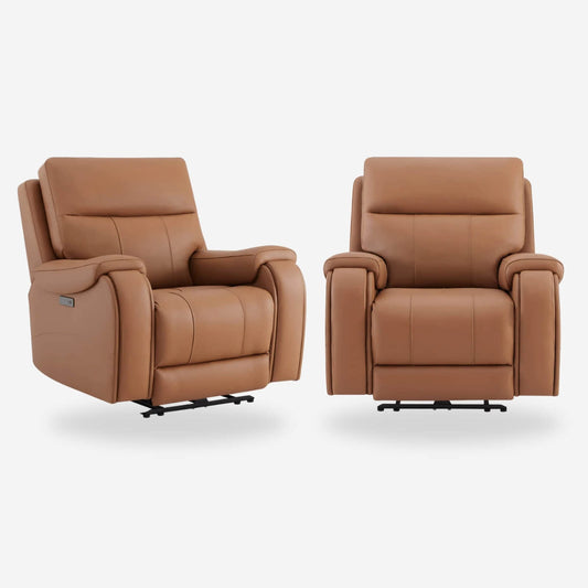Recliner in Genuine Leather with Power Headrest