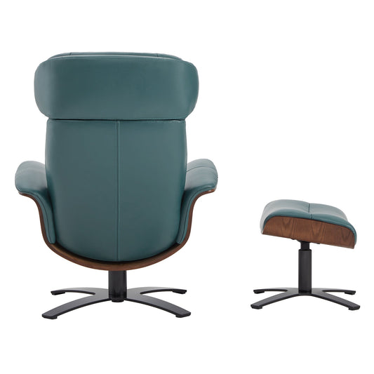 Recliner Lounge Chair with Genuine Leather and Ottoman