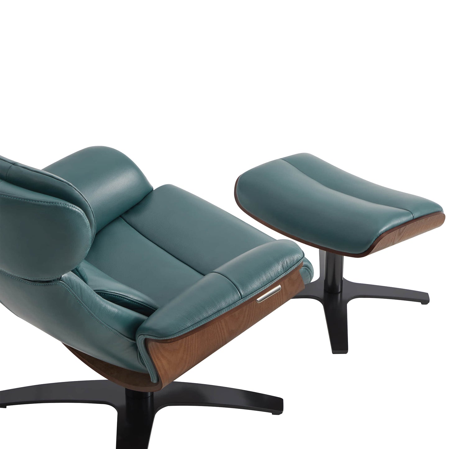 Recliner Lounge Chair with Genuine Leather and Ottoman