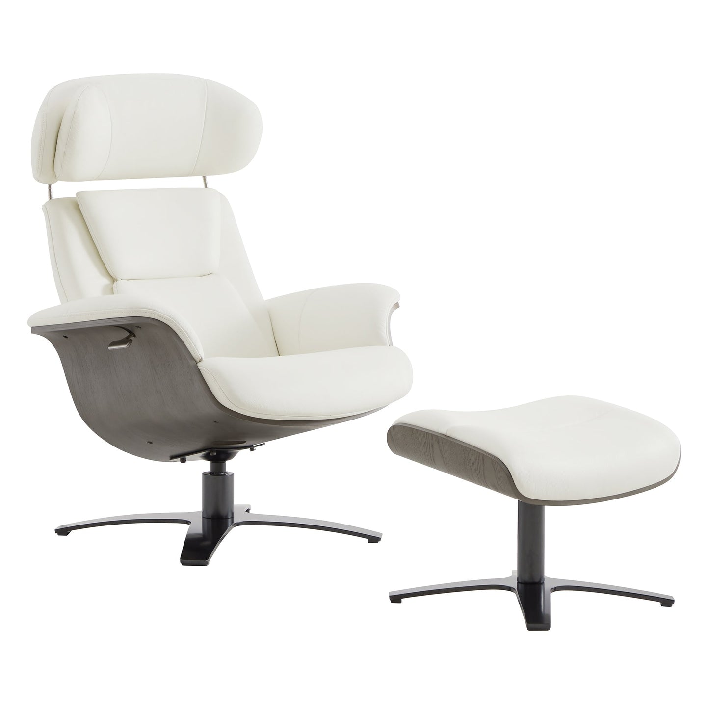 Recliner Lounge Chair with Genuine Leather and Ottoman