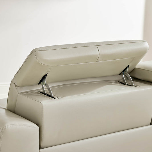 Reclining Sofa in Genuine Leather with Power Headrest