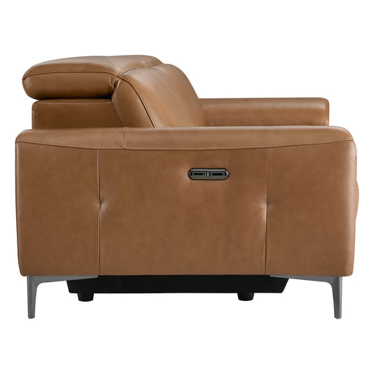 Reclining Sofa in Genuine Leather with Power Headrest