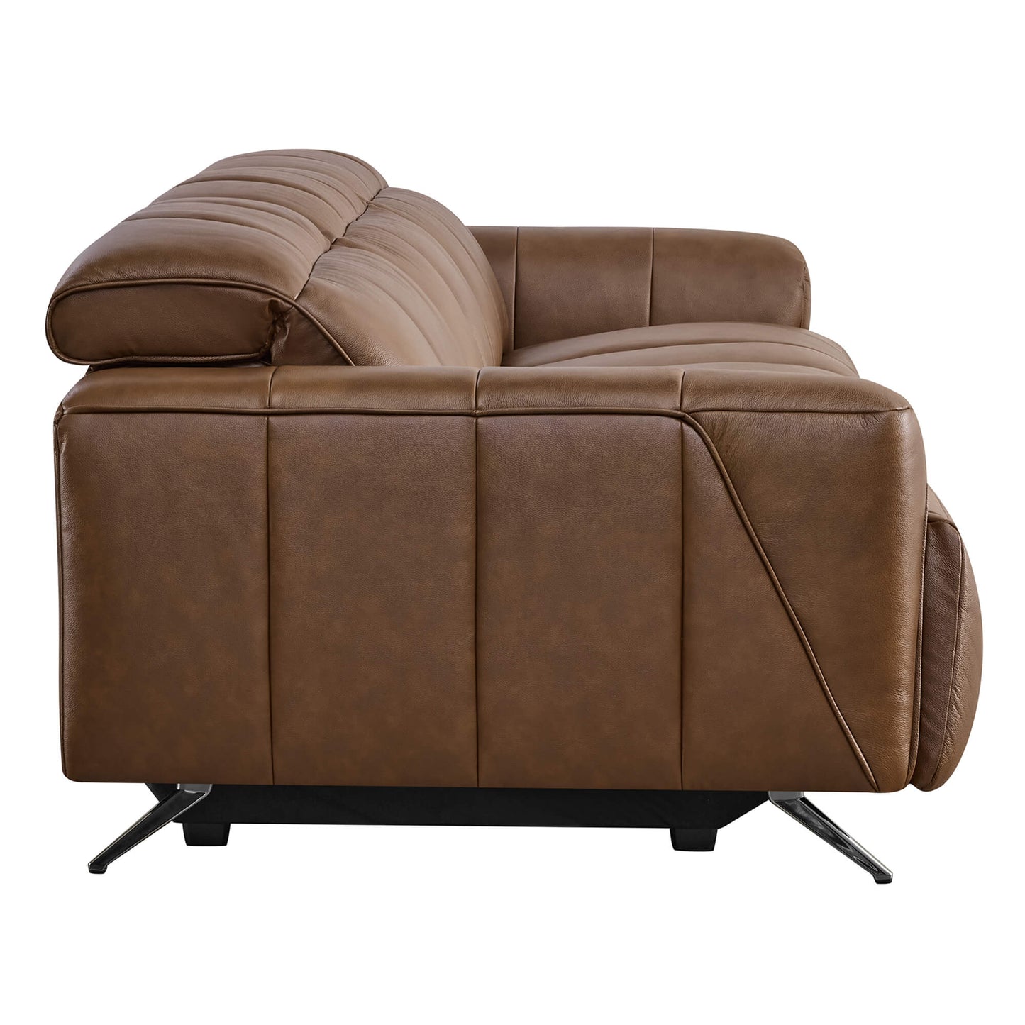 Reclining Sofa in Genuine Leather with Streamlined Design
